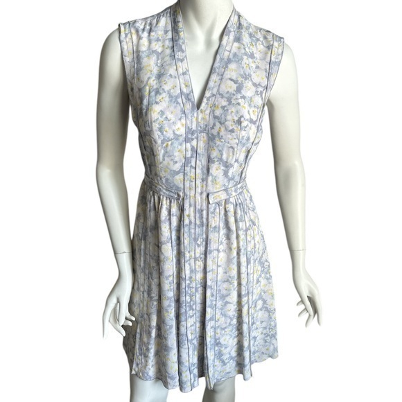 Rebecca Taylor Blue Yellow Floral Silk Blend Dress Size 2 - Picture 1 of 9